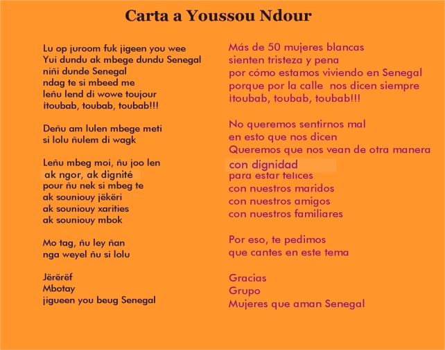 carta a Youssou Ndour
